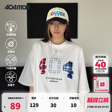 [赵昭仪同款]404MOB格子贴布刺绣凉感短袖T恤男女7A抑菌防螨情侣t