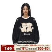 圆领针织衫 提花趣味小狗毛衣男美式 廖俊涛同款 404MOB秋冬厚款