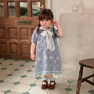 LOVECRLEY 夏季新款2026年女童中小童学生韩版条纹裙连衣裙