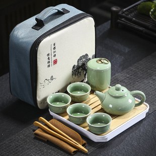 茶盘家用结婚开J业房地产伴手礼可加印Lo 旅行茶具哥窑汝窑套装