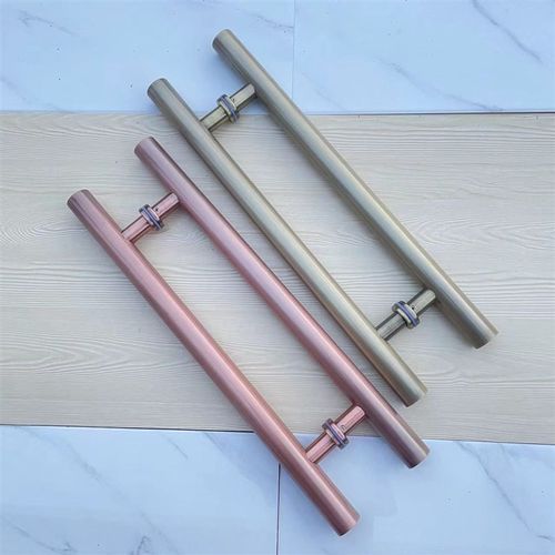 玻璃门拉手红古铜不锈钢有无框推拉门斜脚把手青古铜拉丝木门拉把