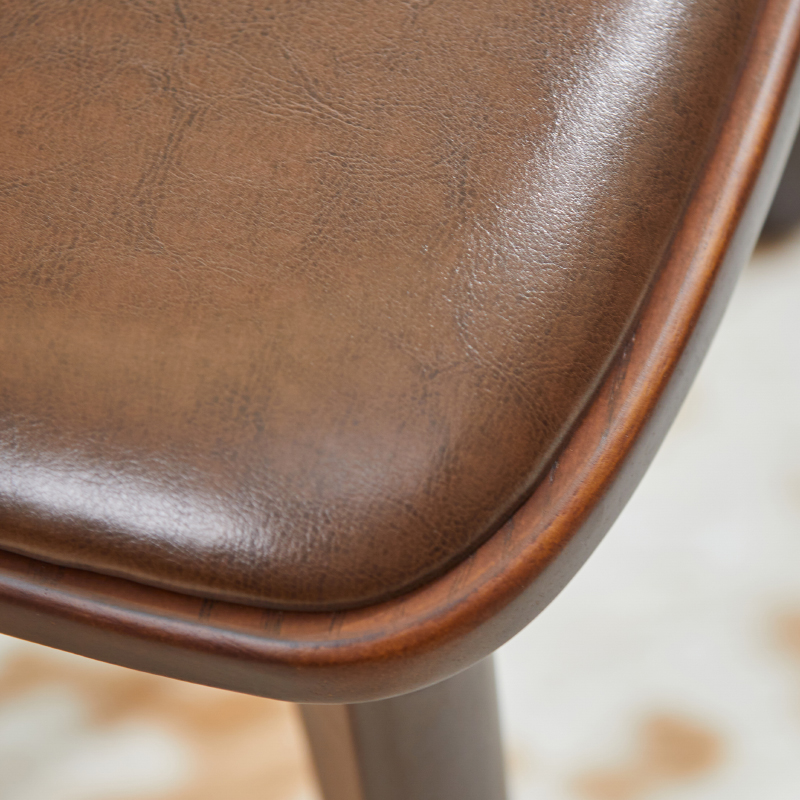 绿朵美式实木小凳子家用客厅靠背矮凳皮凳卧室小板凳换鞋凳椅子