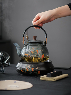围炉煮茶套装 玻璃茶壶家用泡茶茶具2024新款 茶水分离煮茶炉烧水壶