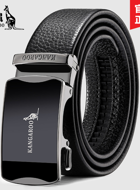 袋鼠男士皮带真皮自动扣商务高档腰带2025新款品牌牛皮裤带男款潮