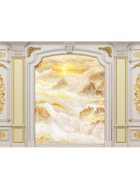 定制金色壁画立体仿真护板雕花卧室沙发墙仿石膏X1138背景墙X0967