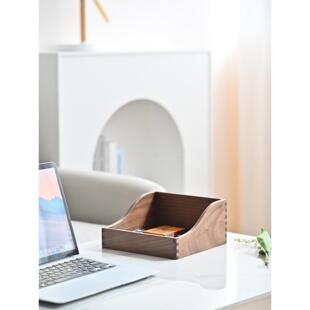 伏夏木方黑胡桃收纳盒关键杂物茶具入口咖啡桌书房桌面实木收纳盒