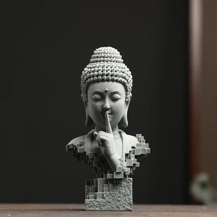 悟闻青砂石不语佛陀佛像玄关客厅茶室禅意室内静心摆设装饰摆饰