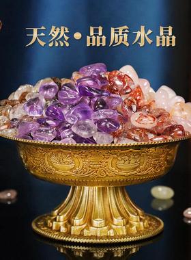 藏式供佛修曼扎盘天然水晶装赞宝瓶彩色七宝石之一优质水晶大小号