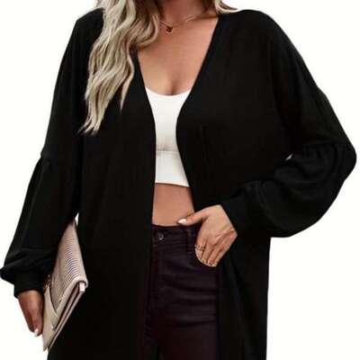 2024开衫灯笼袖含棉外套女秋季百搭纯色宽松外套女women clothes