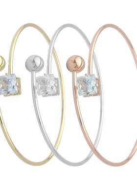 日韩简约开口可调节手镯气质百搭闪亮锆石手环福利饰品