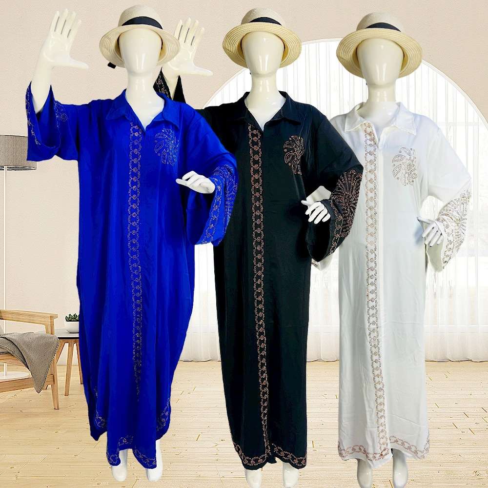 2024美中东欧洲大码宽松雪纺长袖烫钻流行宴会礼服women clothes