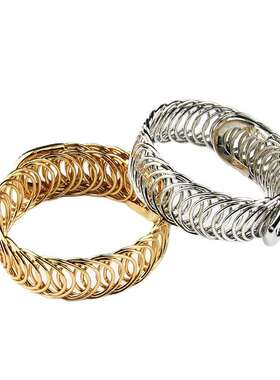 欧美个性金属弹簧手镯镀金钢丝弹力手环时尚手鐲外贸饰品