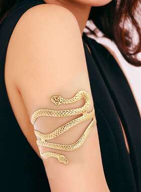 欧美时尚个性蛇头臂环手环可调节金属夸张开口蛇形缠绕手饰品