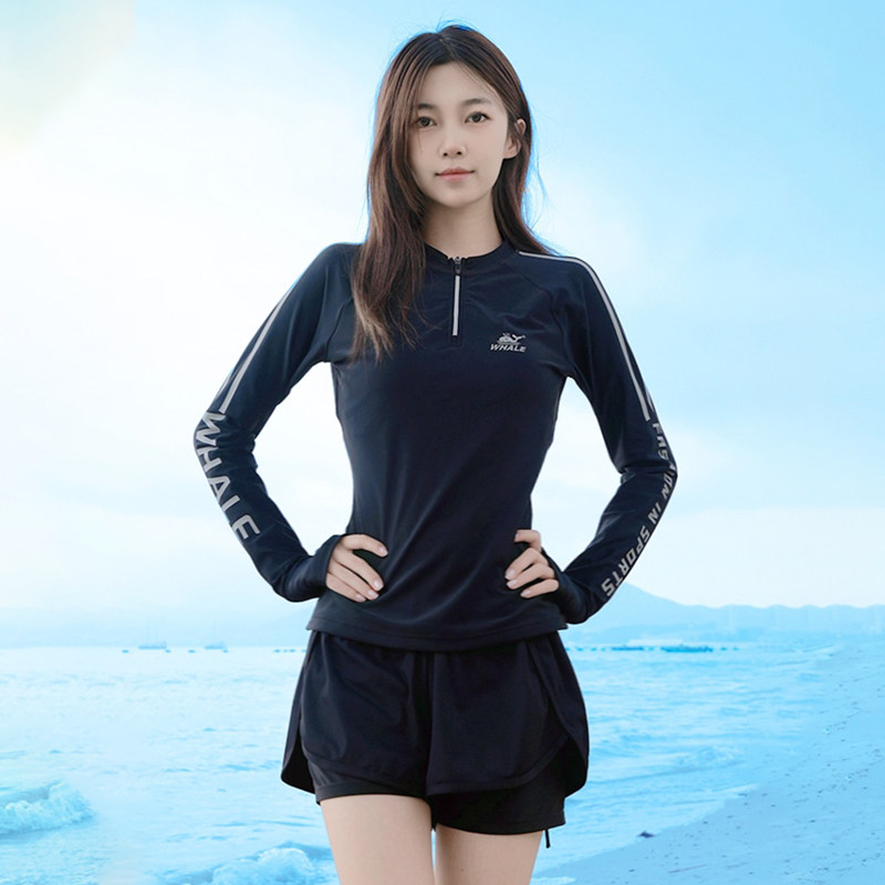 鲸鱼泳镜套装防水防雾高清999天起雾换新泳衣女泡温泉游泳套装