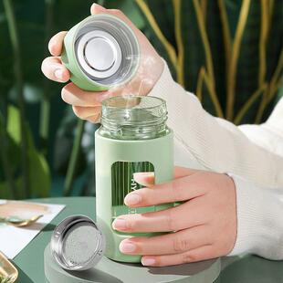 特别好看的玻璃水杯女款高颜值便携防摔耐高温简约办公家用泡茶杯