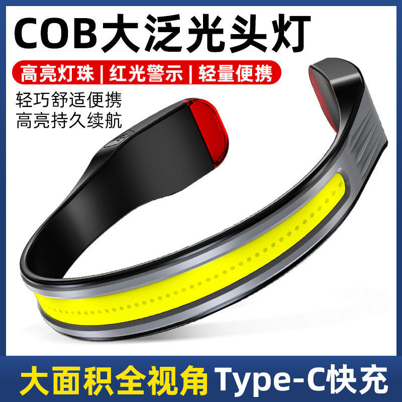 新款头灯USB充电头戴式强光头灯工作灯双光源红蓝光灯头灯两用工图片