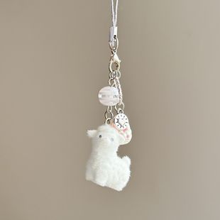 可爱毛茸茸小动物钥匙扣少女心羊驼手机挂件卡通包挂配饰小礼物