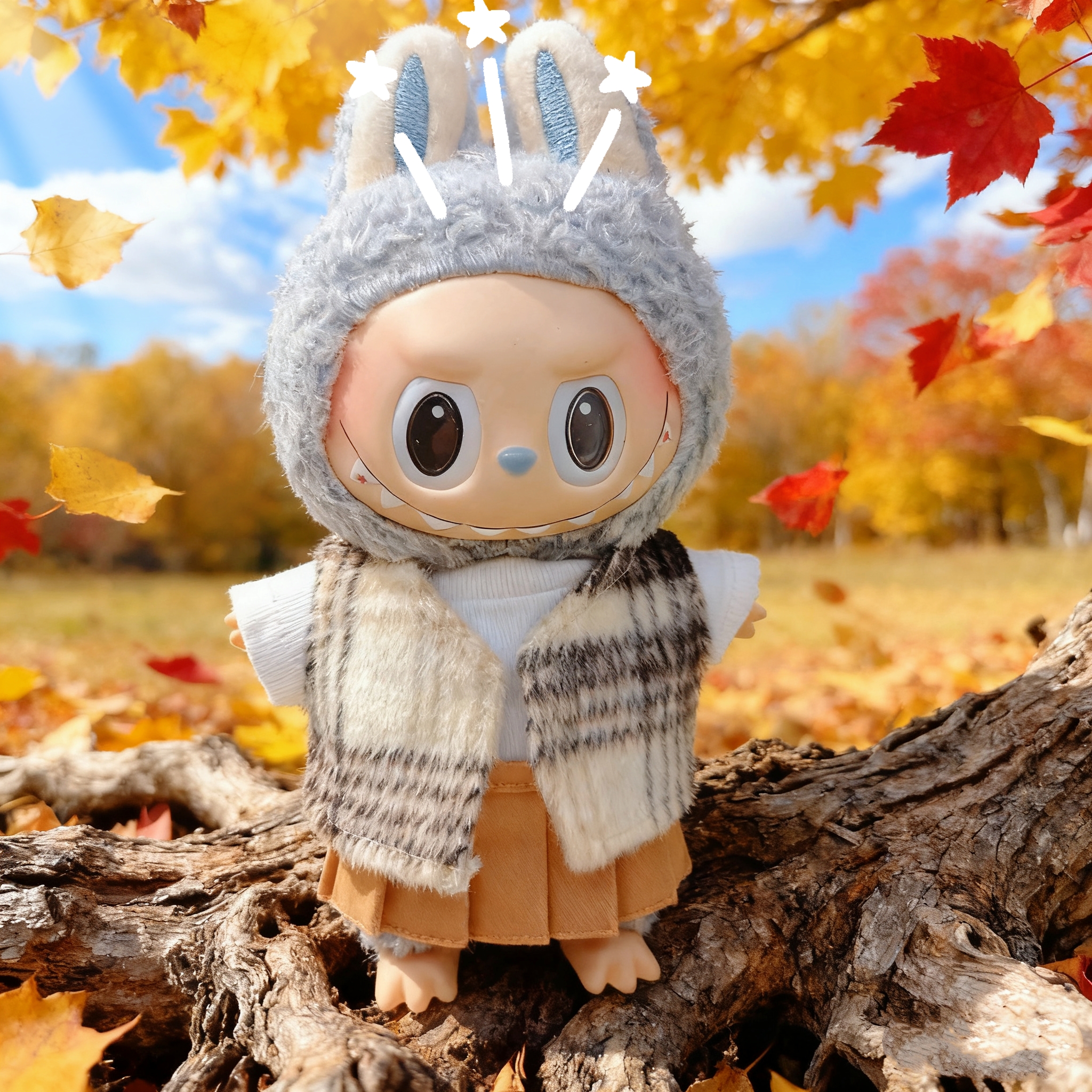 【少量现货】labubu娃衣17cm毛绒背心马甲娃衣冬装搪胶公仔可穿