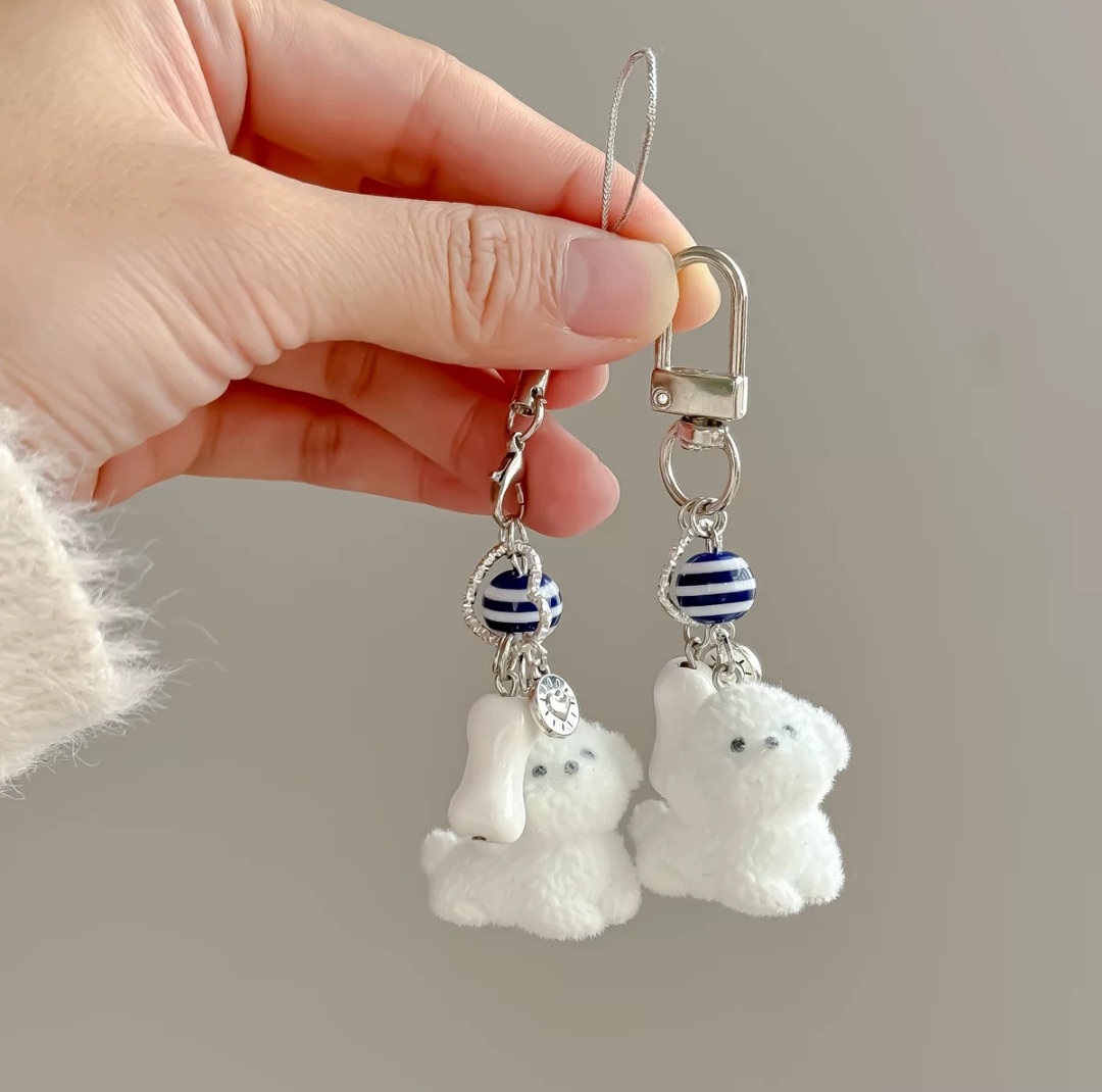 手机链挂件骨头比熊可爱ccd手机壳配件diy相机挂链ccd包包挂件