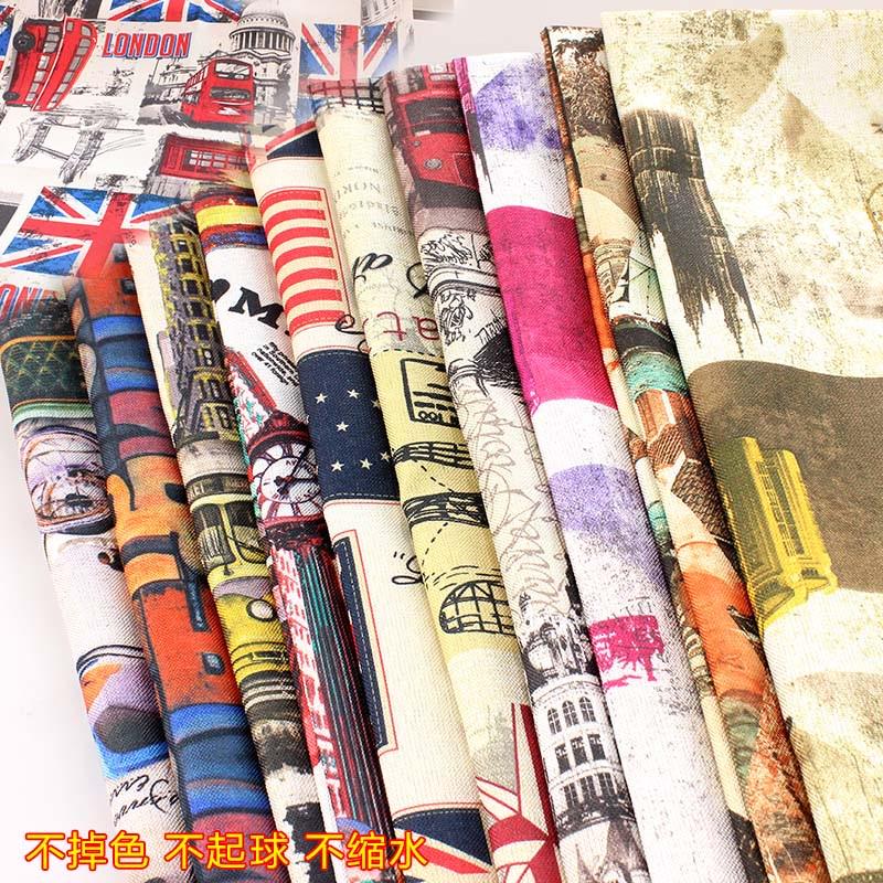 新款麻布 复古英伦风 印花沙发布料 米字旗桌布墙布网吧椅子布