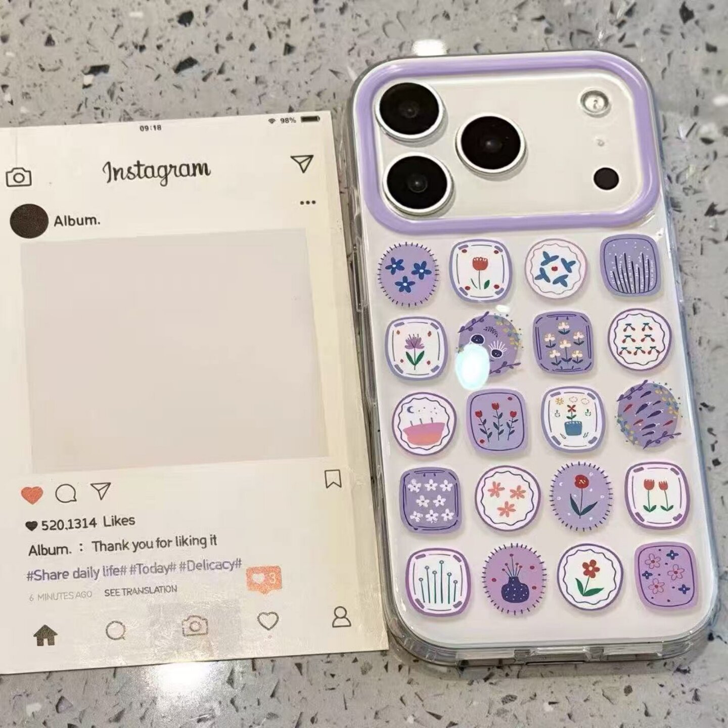 满喆紫色方块适用于苹果17PROMAX手机壳iphone15/16e硅胶13pm/14/11PRO软壳女xr新款XsMax防摔7/8Plus大孔 - 实物图