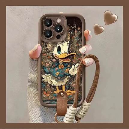 咖啡色唐老鸭适用于oppo Findx8手机壳x9x7/x6pro/x5oppo Reno15/13/14pro+/12女realme真我15/12pro+v11高竹