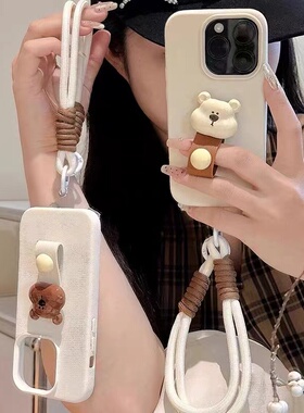 立体小熊指环适用于vivo y200手机壳y100iy78m/y76sy73sy53y35m全包s19pro/s18e/s16/s15pro/23/v27pro皮纹女