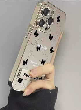 黑点蝴蝶英文适用于vivo Y500手机壳Y300保护套Y200新款y78+软Y77/100i/200G/TY73s女y35m硅胶y53sT1/2x玻璃