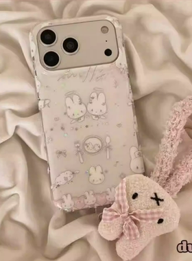 满喆白色兔子适用于iphone17手机壳苹果16/15ProMax保护套14Plus新款13pm/12PRO女款11高级XsMax硅胶XrXSIMD