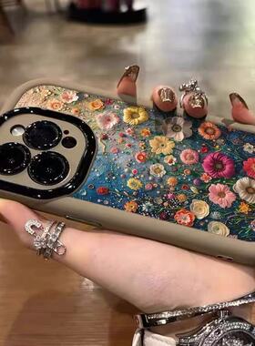 艺术油画花海适用于一加15手机壳13T一加ace6/5/Turbo6v全包一加9Pro女1+ace2v创意1+ace3pro1加11泡芙保护套