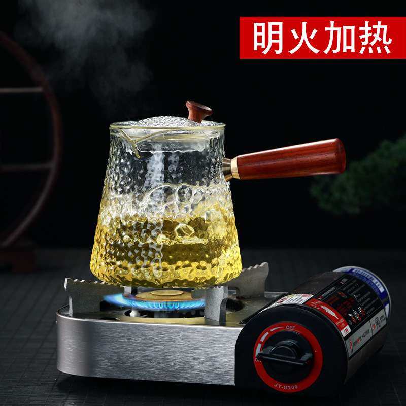 围炉煮茶壶加厚锤纹侧把玻璃煮茶器家用电陶炉专用玻璃壶茶具套装