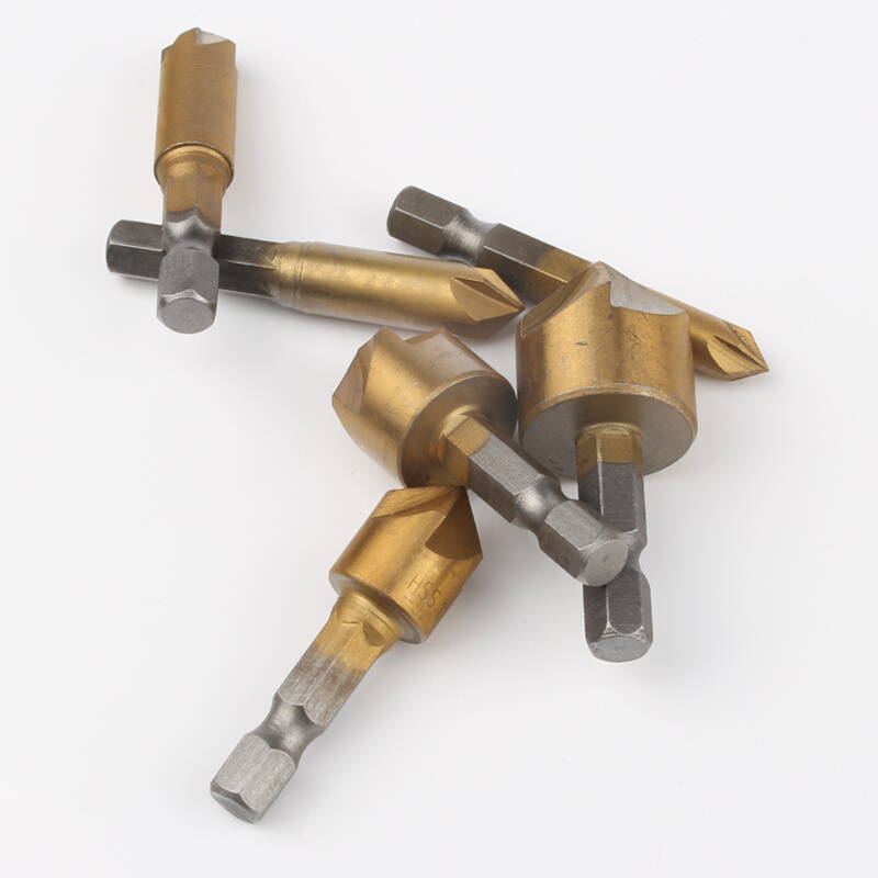 。六角柄6pc/7pc镀钛五刃倒角器 6-19mm木工快速速导向倒角刀包邮