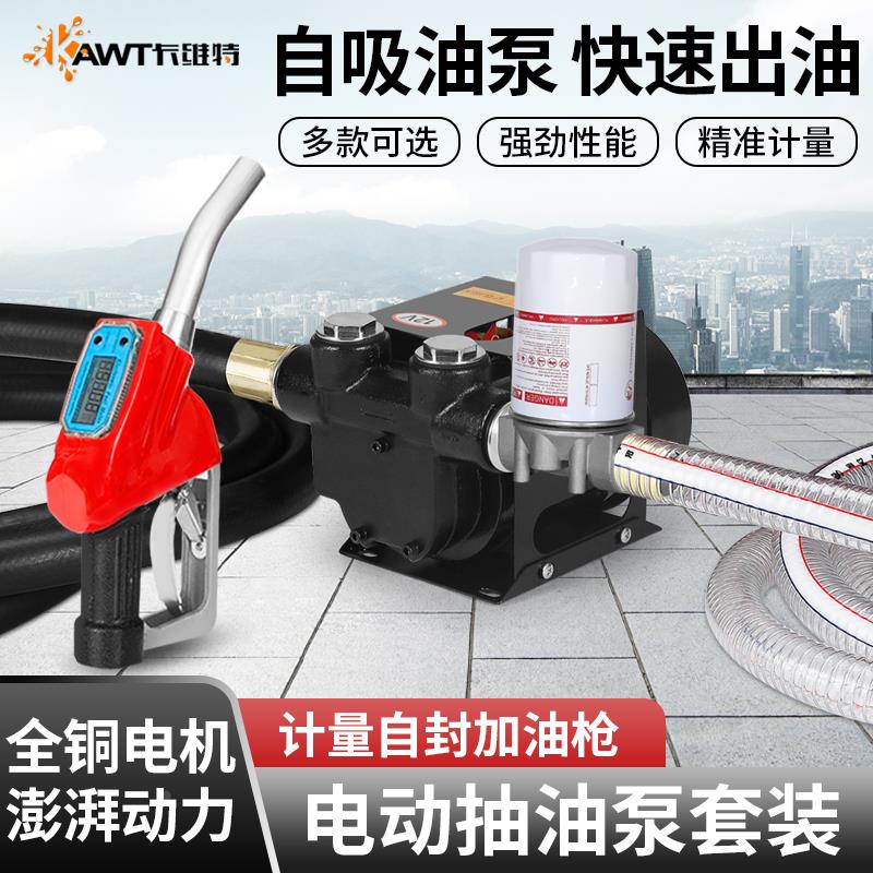 电动抽油泵12V24V220V柴油泵加油机加油枪自封枪组合套装自吸
