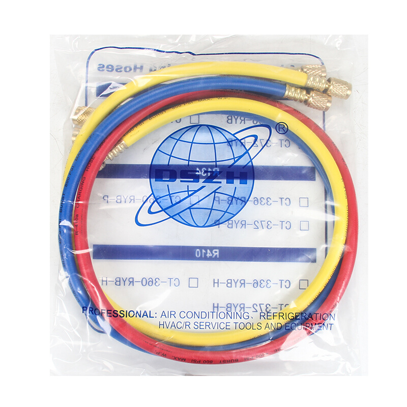 。大圣空调加氟管压力胶管冷媒加液三色管表带R22 1.8M加氟表管工