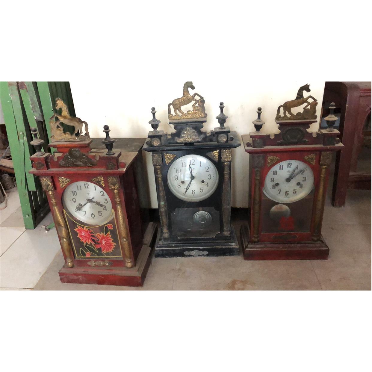 民俗怀旧老马头钟老计时器老座钟博物馆收藏影视道具农家院摆件