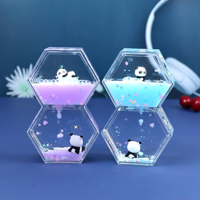 创意双菱形马卡龙布丁色油滴液体沙漏计时器少女心熊猫摆件礼物