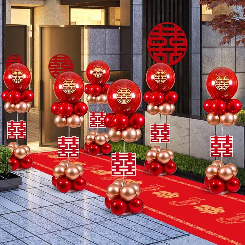 结婚路引婚礼装饰布置汽球立柱伸缩杆不锈钢支架注水底座气球地飘