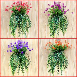 室内墙壁挂篮彷真花绿叶植物装饰品高档客厅卧室墙上装饰客厅摆设