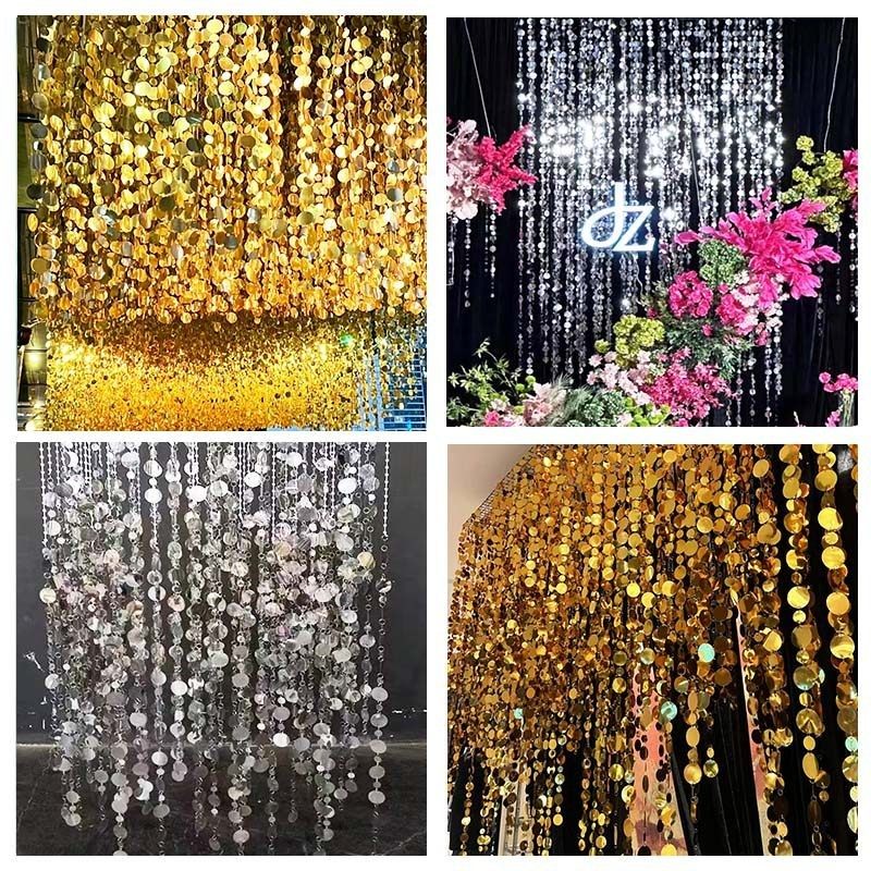 婚庆亮片串背景架金银色亮片珠帘门帘挂帘圆形珠光串婚礼吊顶装饰,节庆用品/礼品,节日装扮用品,淘宝优惠券,粉丝福利购,淘宝优惠卷