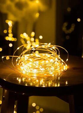 led灯1米2米3米4米彩灯满天星装饰暖光灯串电池彷真蜡烛灯diy道具