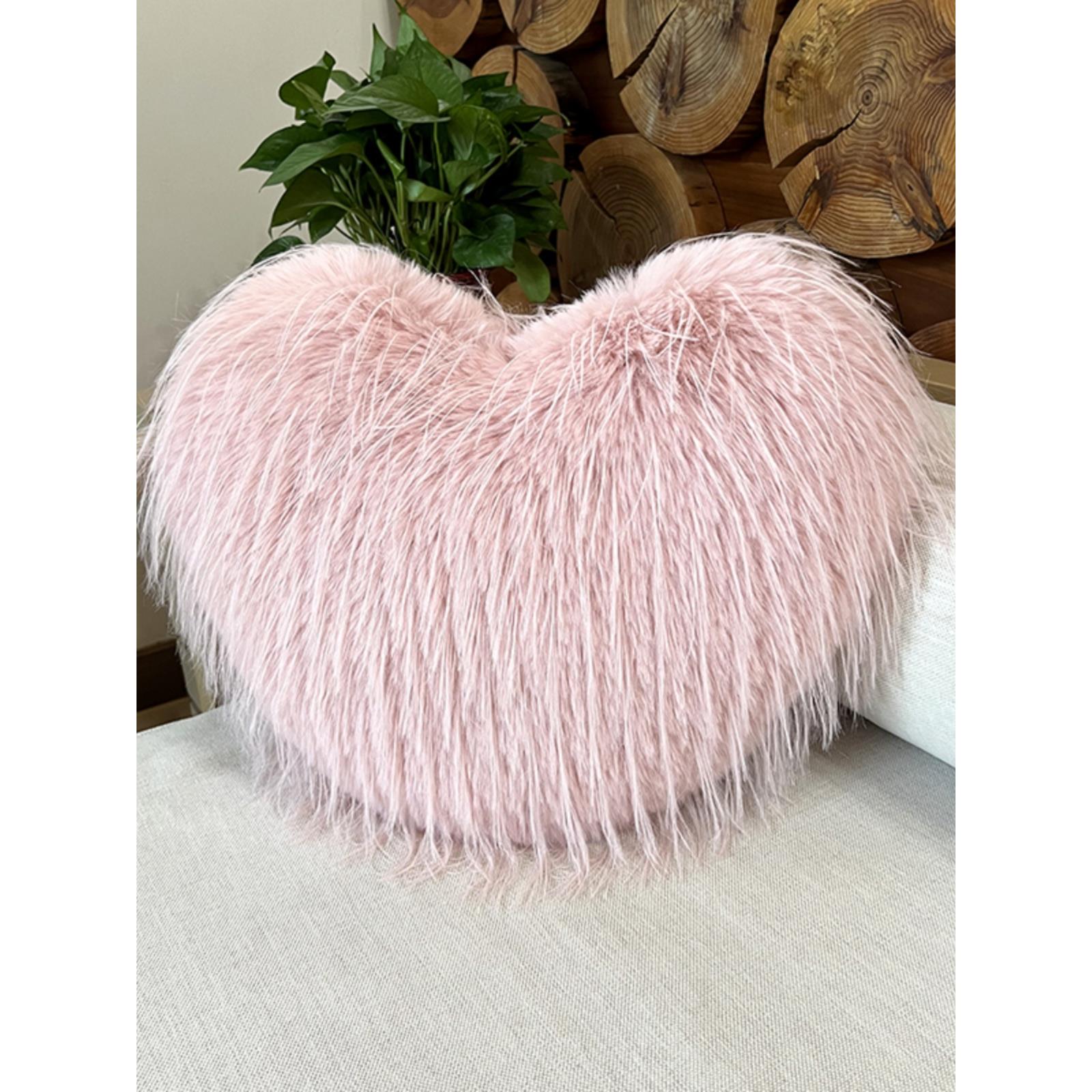 粉红色可爱毛绒心形枕头沙发客厅靠垫床边心形装饰无障碍豪华腰枕