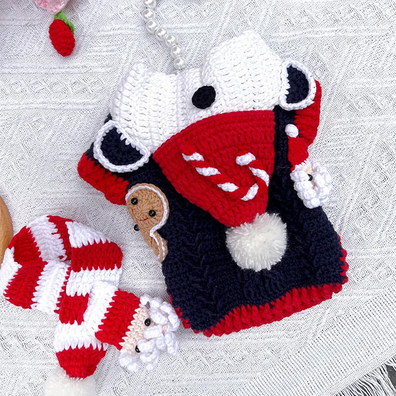 狗狗秋冬圣诞毛衣猫咪宠物编织毛线手工钩织diy材料包幼犬两脚衣