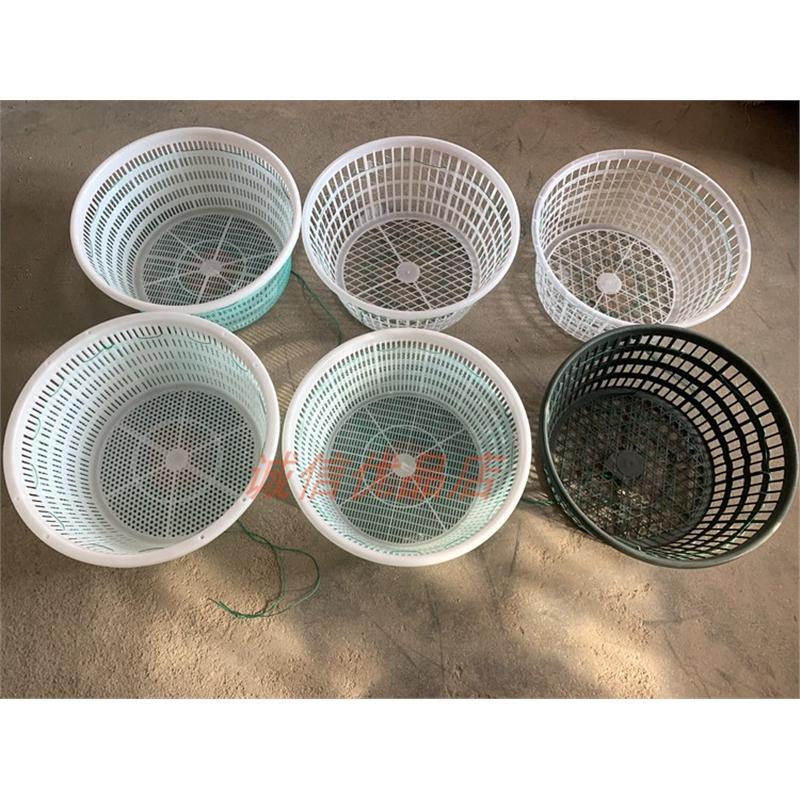 带网水产收纳箩筐筐子螃蟹海鲜框塑料运输圆形龙虾圆形筐周转筐筐