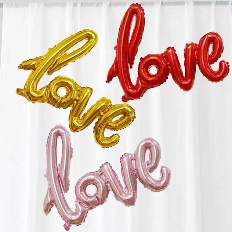 32寸铝膜气球连体LOVE字母浪漫求婚婚房装饰告白生日派对场景布置