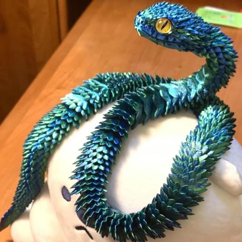 3d打印动物蛇玩具笔筒造景摆件活动关节潮玩居家车载装饰品模型