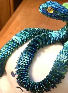 3d打印动物蛇玩具笔筒造景摆件活动关节潮玩居家车载装饰品模型