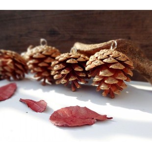 ZAKA天然新款东北油松干花包圣诞装饰带钉松果挂件摆件摄影道具