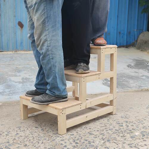 实木楼梯木梯子梯凳家用2步梯子爬梯登高梯小梯子活动木梯