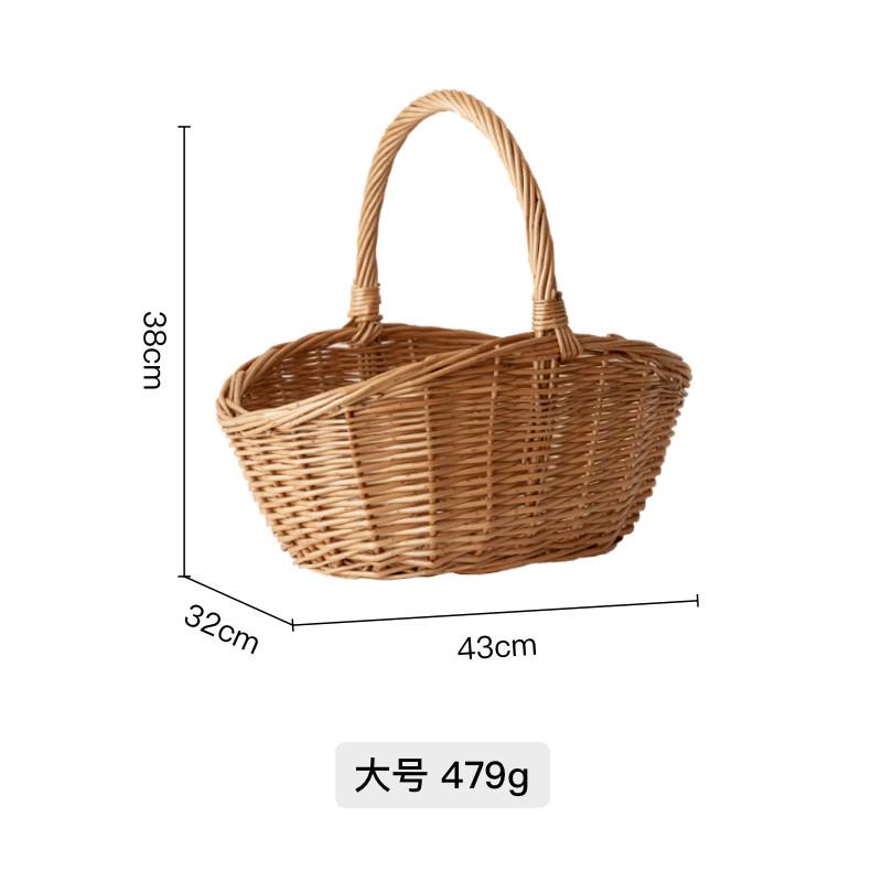 alj6编织柳编手工手提篮藤编水果收纳筐竹编竹篮菜篮子野餐小篮子