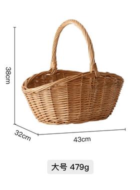 alj6手工柳编编织手提篮藤编竹篮收纳筐竹编水果菜篮子野餐小篮子